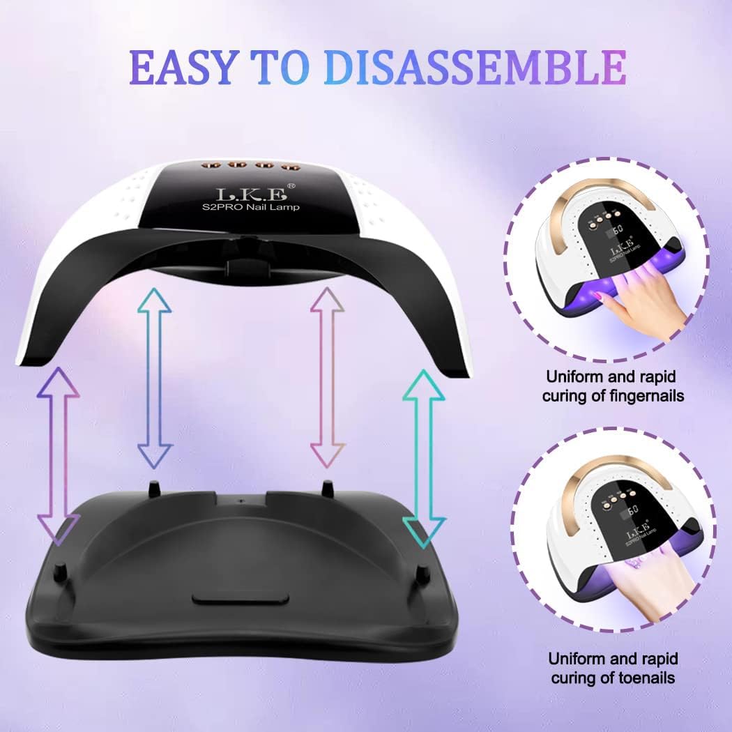 LKE lamp dries most UV/LED gels quickly for efficient at-home manicures.