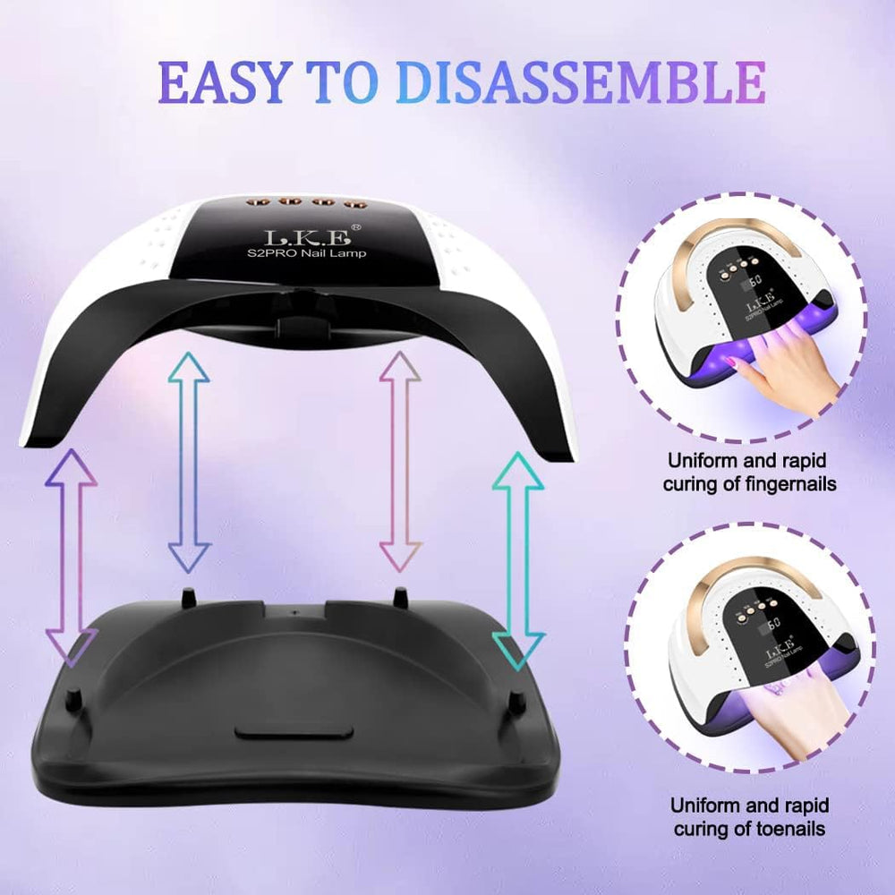 LKE lamp dries most UV/LED gels quickly for efficient at-home manicures.