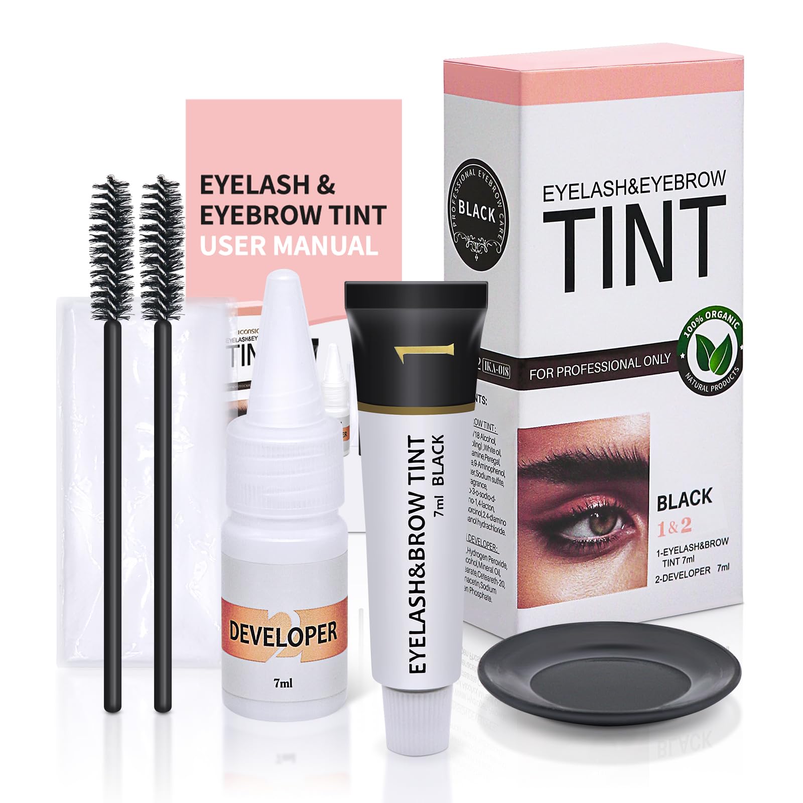 LLNNOVUE eyelash color kit bottle close-up for salon-quality black lashes at home