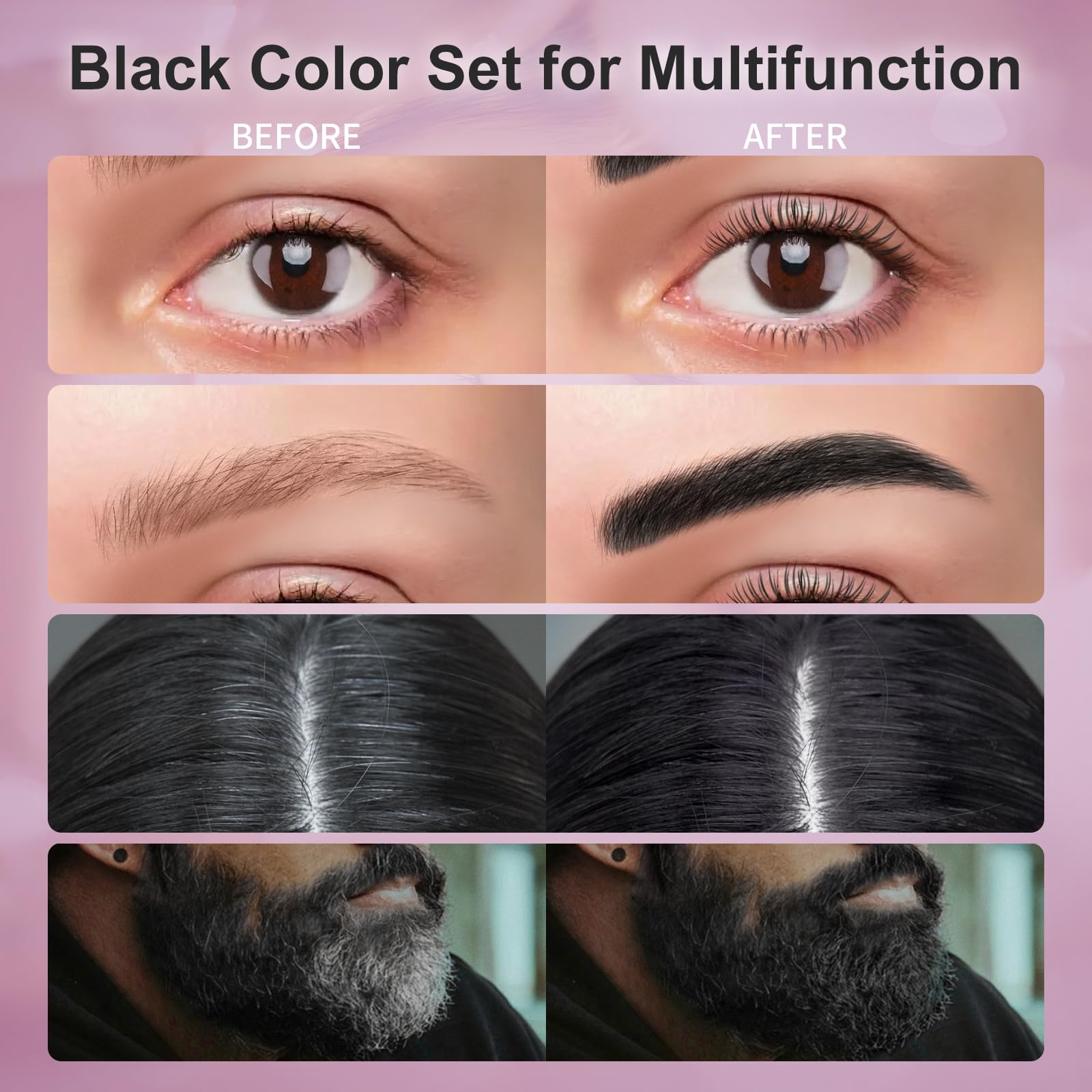 LLNNOVUE packaging front view for compact at-home eyelash and eyebrow color routine