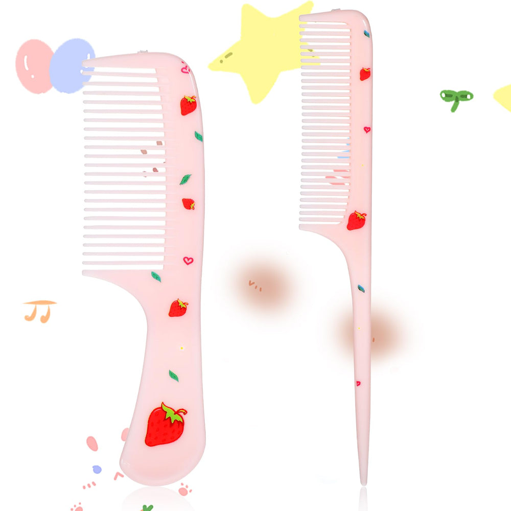 LLOUSSAK baby comb set with fine-tooth pink for gentle detangling