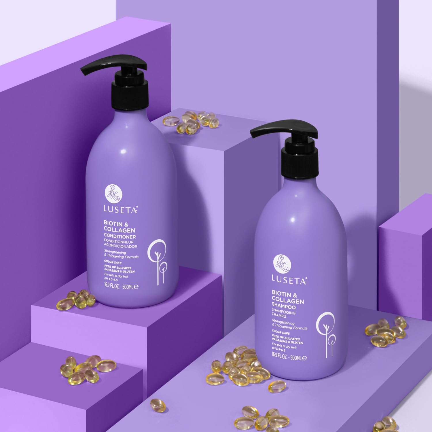 L LUSETA Nourishing care for dry hair in texture shot.