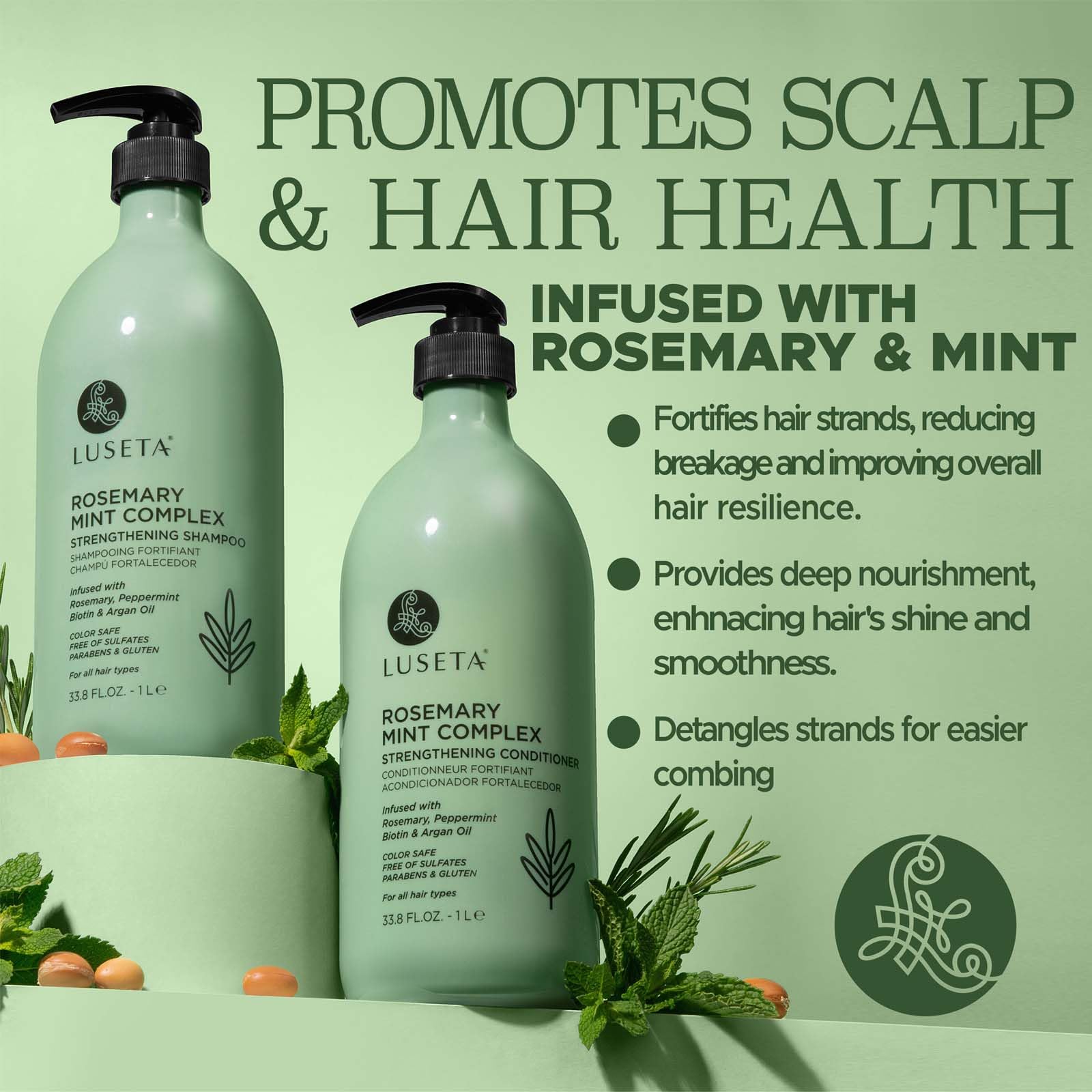 Luseta Rosemary Mint conditioner bottle for detangled, hydrated hair.