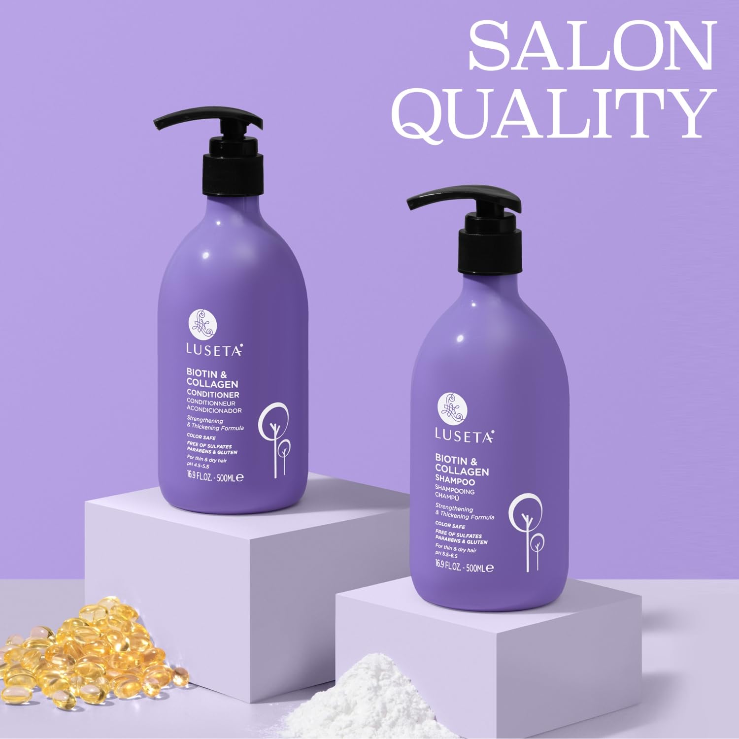 L LUSETA Sulfate-free icon signaling gentle cleansing.