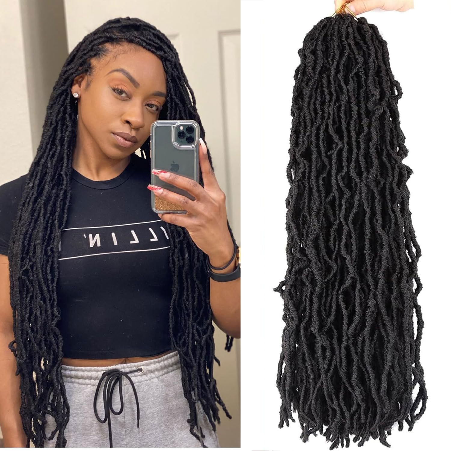 LMZIM soft locs 26in front view for natural-length styling.