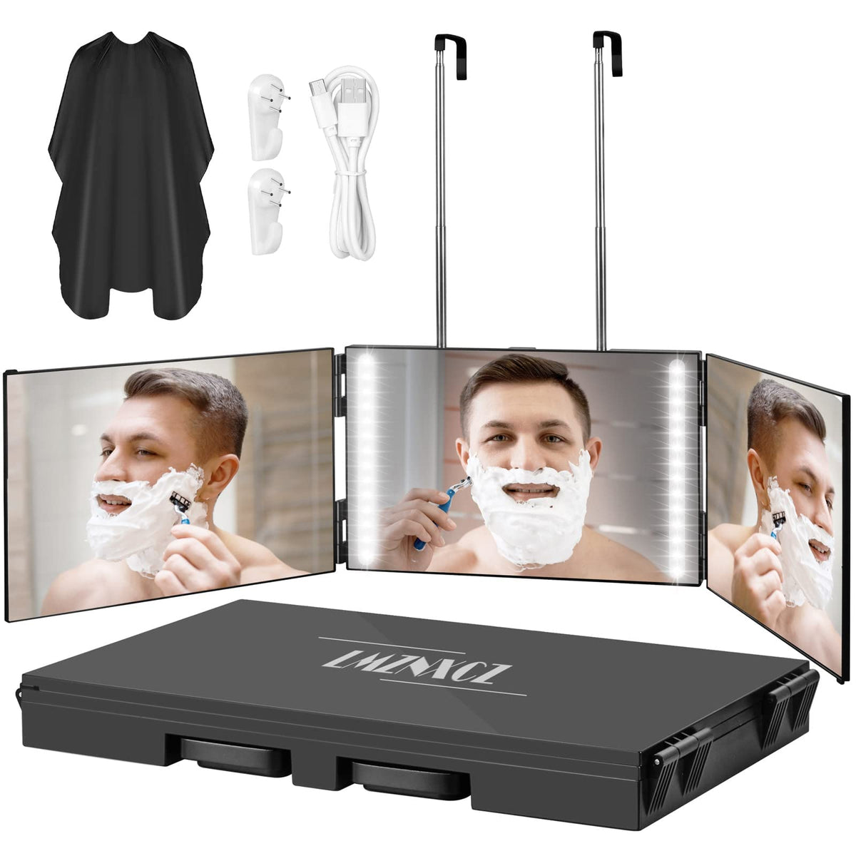 LMZNXCZ 3-way mirror back view for precise self-haircutting at home.