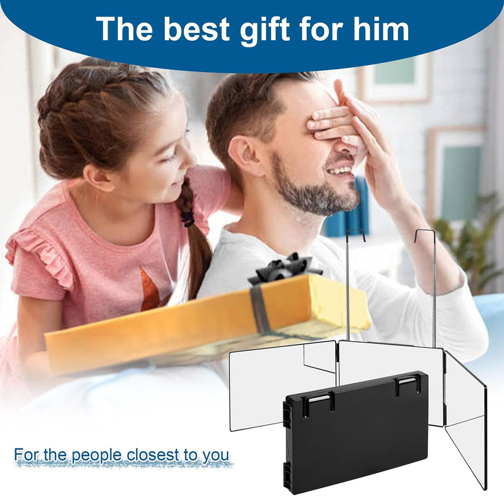 LMZNXCZ 3-Way Mirror with cape for grooming sessions.