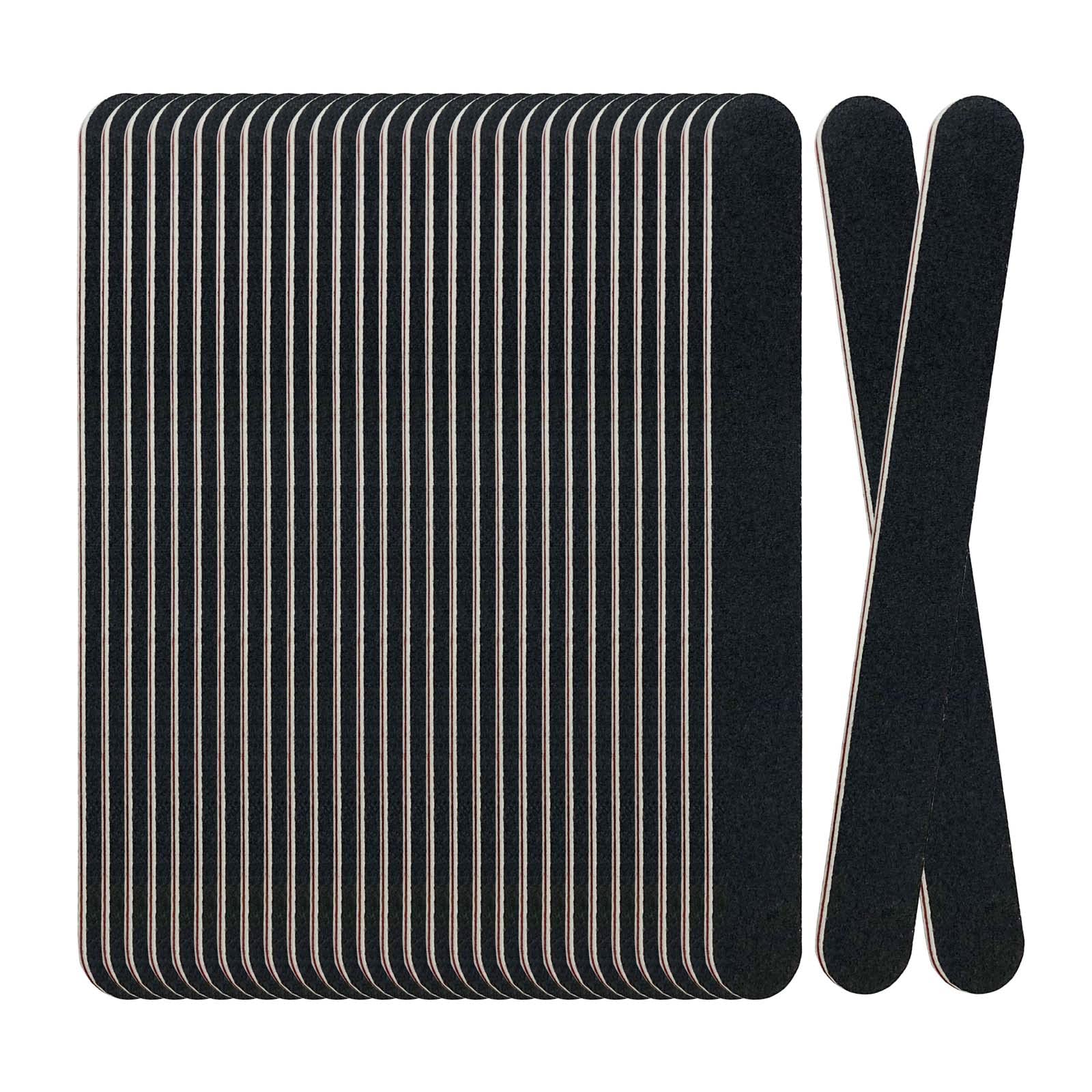 LNAUJS 30-pack emery boards with 100/180 grit, black finish for natural and acrylic nails.
