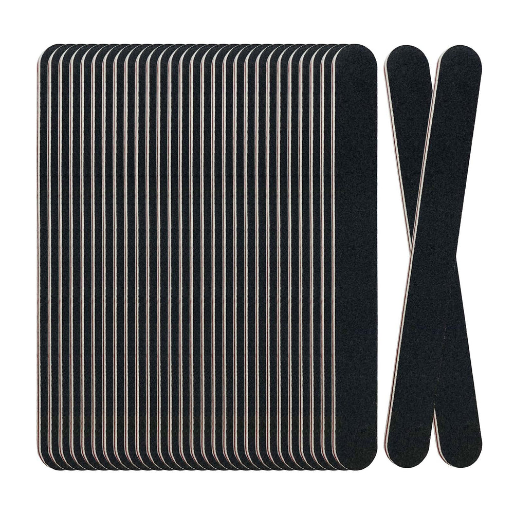 LNAUJS 30-pack emery boards with 100/180 grit, black finish for natural and acrylic nails.