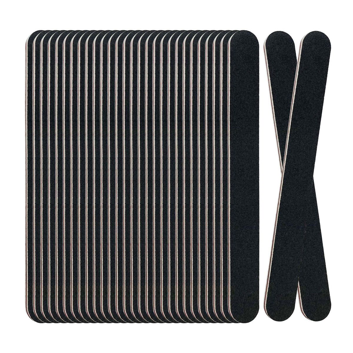 LNAUJS 30-pack emery boards with 100/180 grit, black finish for natural and acrylic nails.