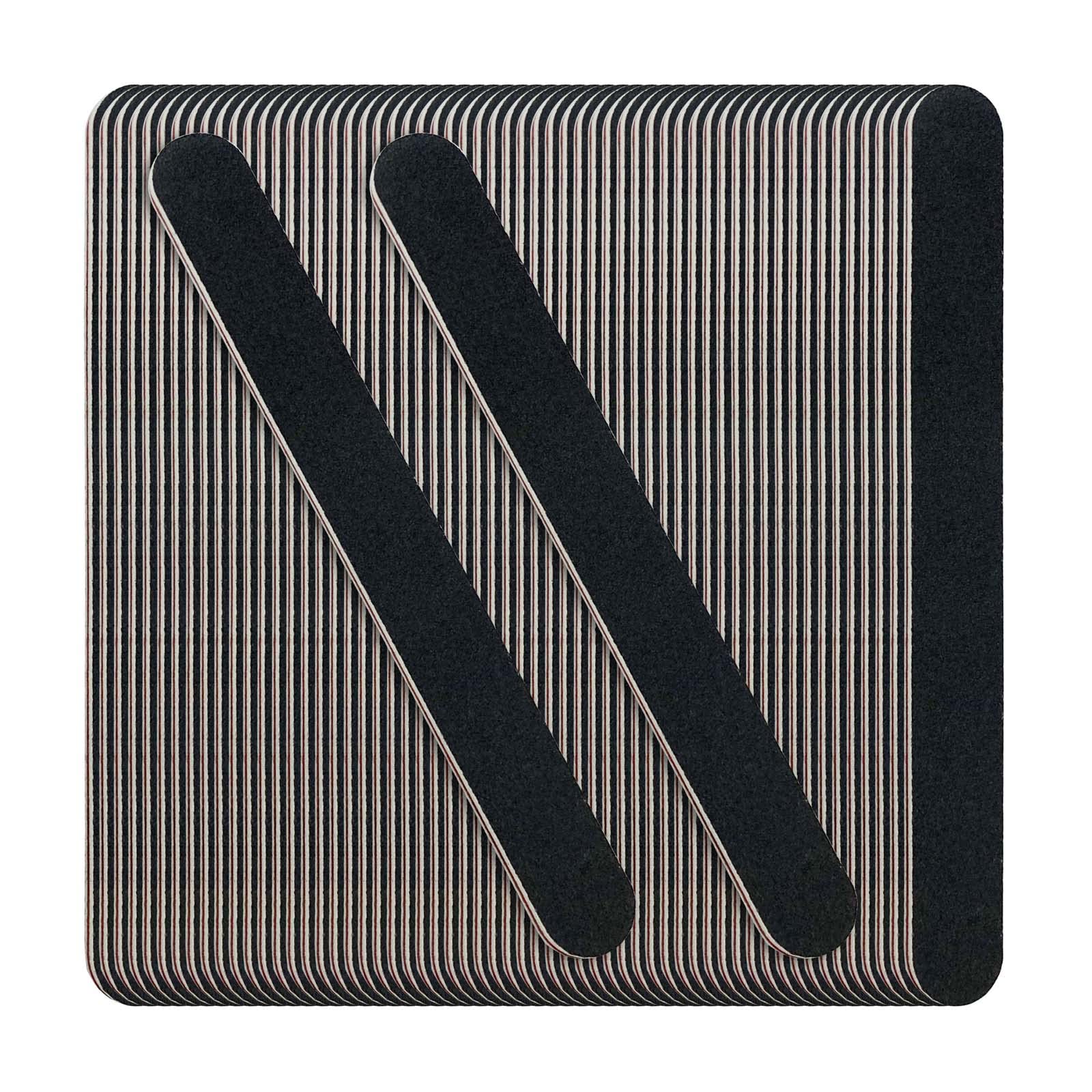 LNAUJS 60-pack black nail files with double-sided 100/180 grit for durable shaping