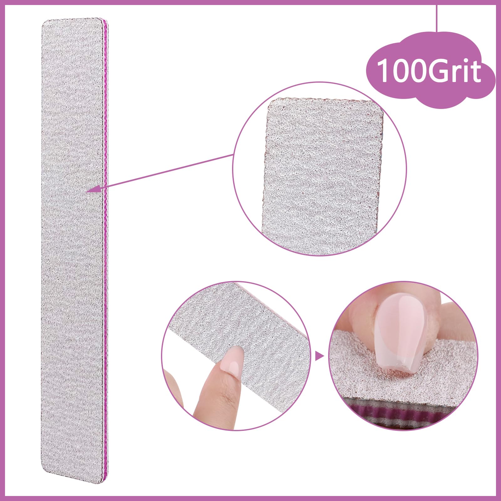 LNAUJS double-sided 100/180 grit emery board for quick shaping.