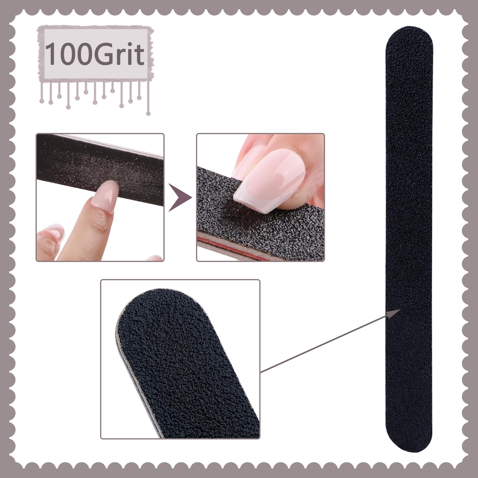 LNAUJS coarse 100-grit side shapes hard nails efficiently.