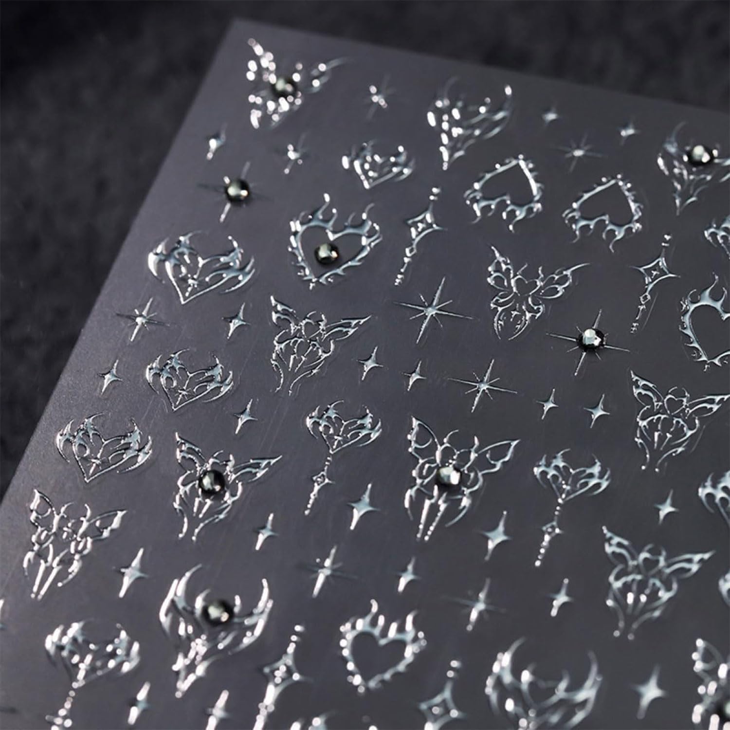 Lnulyaciy estrellas plateadas para uñas, compatible con base y capa superior.