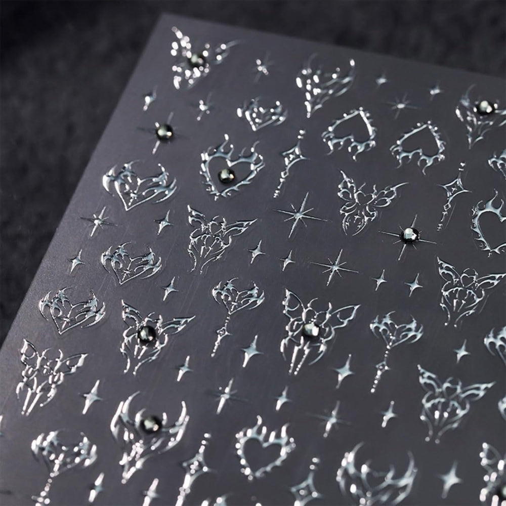 Lnulyaciy estrellas plateadas para uñas, compatible con base y capa superior.