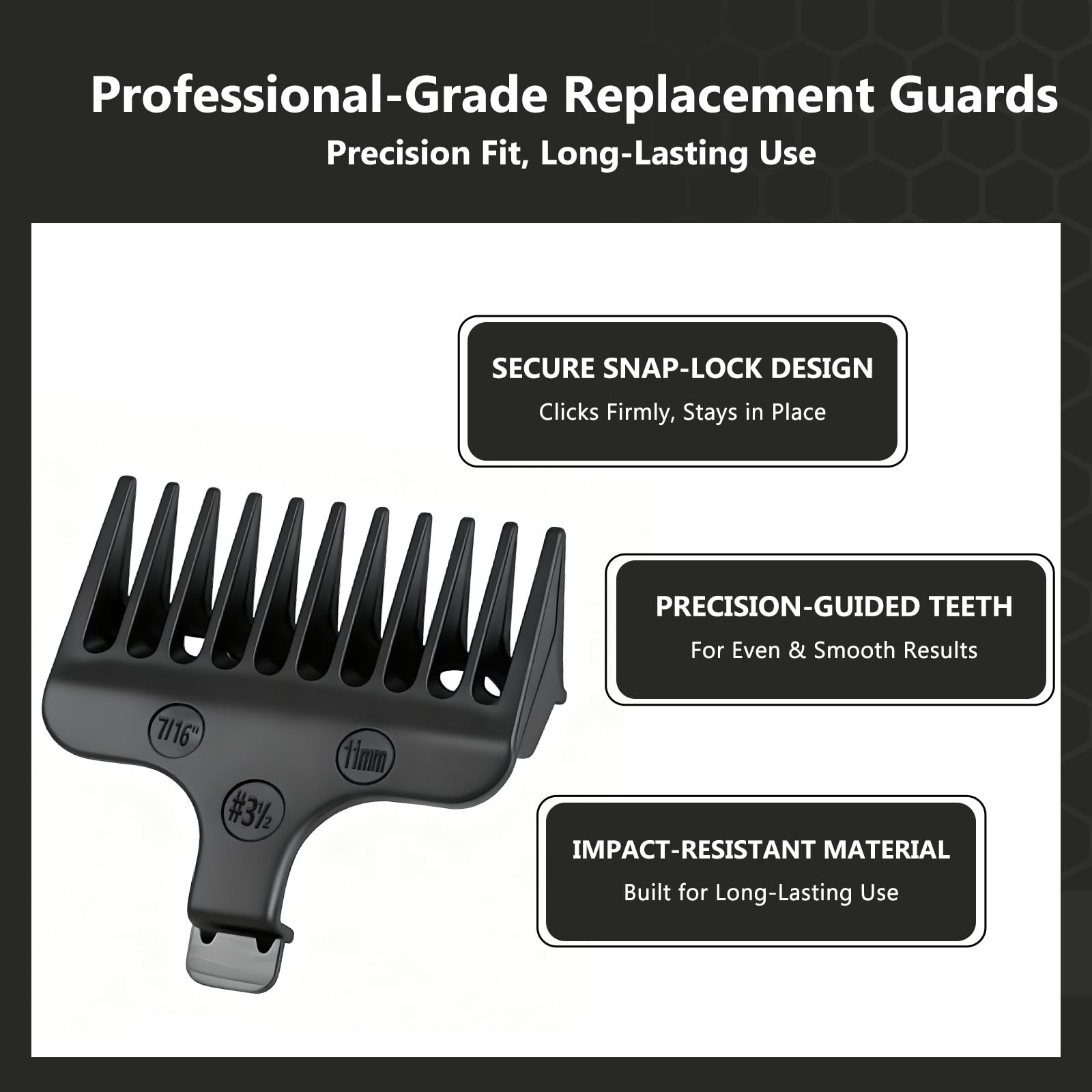 Loarysk guide comb guard 1-8 inch delivers smooth, even trims for neat lines.