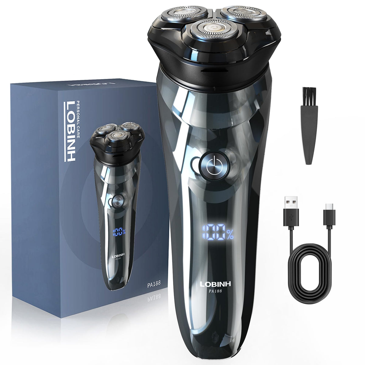 LOBINH electric razor with 4D floating heads delivers a close, smooth shave.