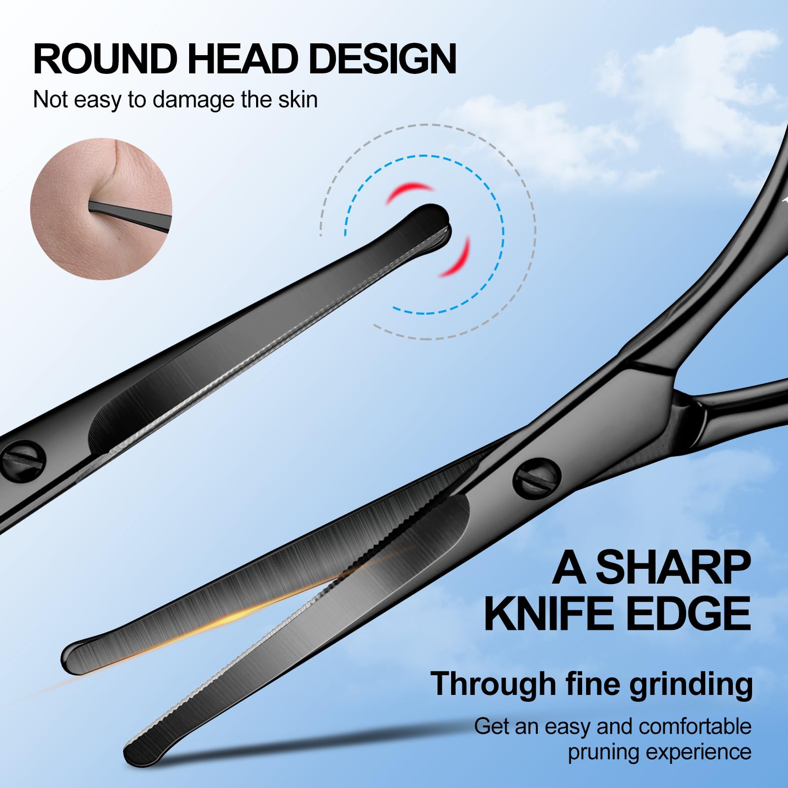 Lobodt round-headed scissors eyebrow trimming with even tension
