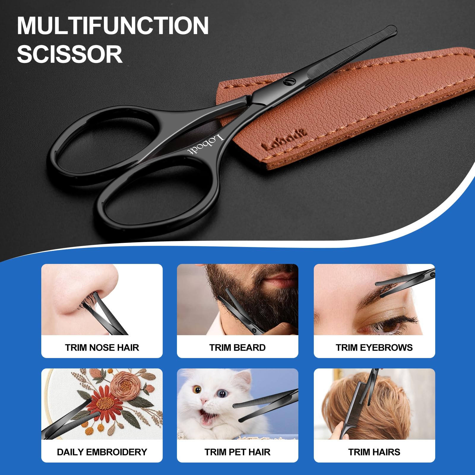 Lobodt round-headed scissors in hand for quick salon touch-ups