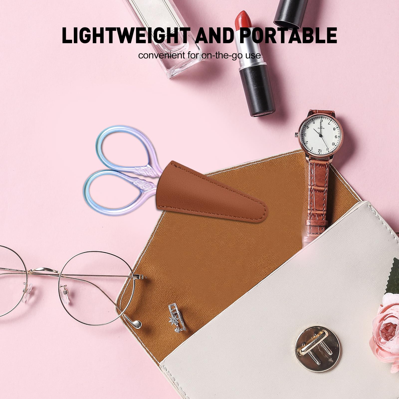 Lobodt pink compact PU box keeps scissors safe and portable