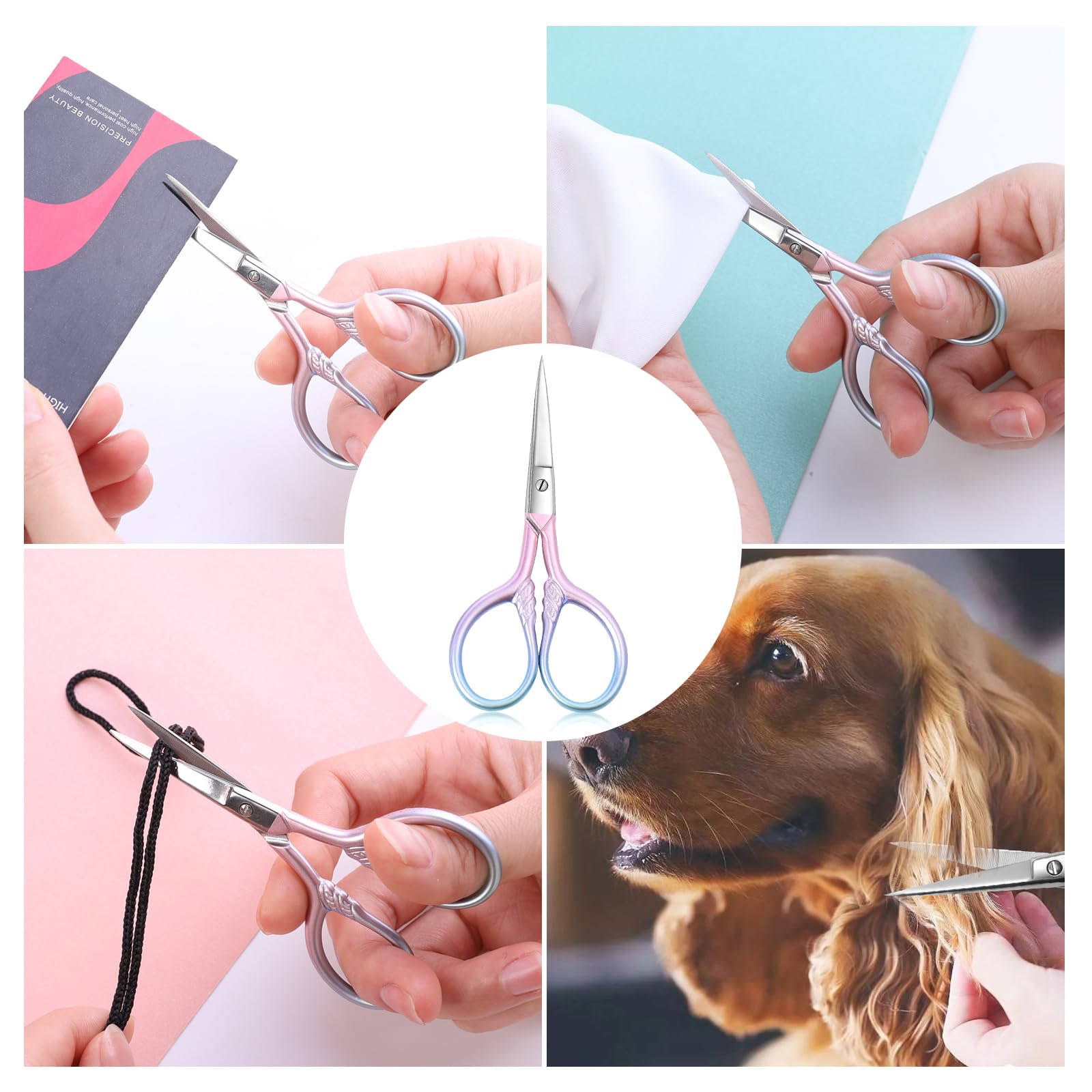 Lobodt pink multi use grooming scissors for eyebrows and beard