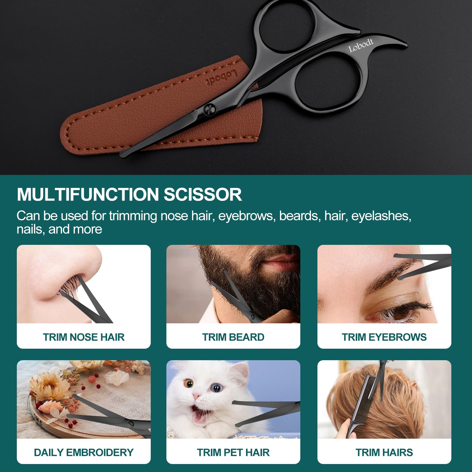 Lobodt travel-ready scissors for bathroom and on-the-go use.
