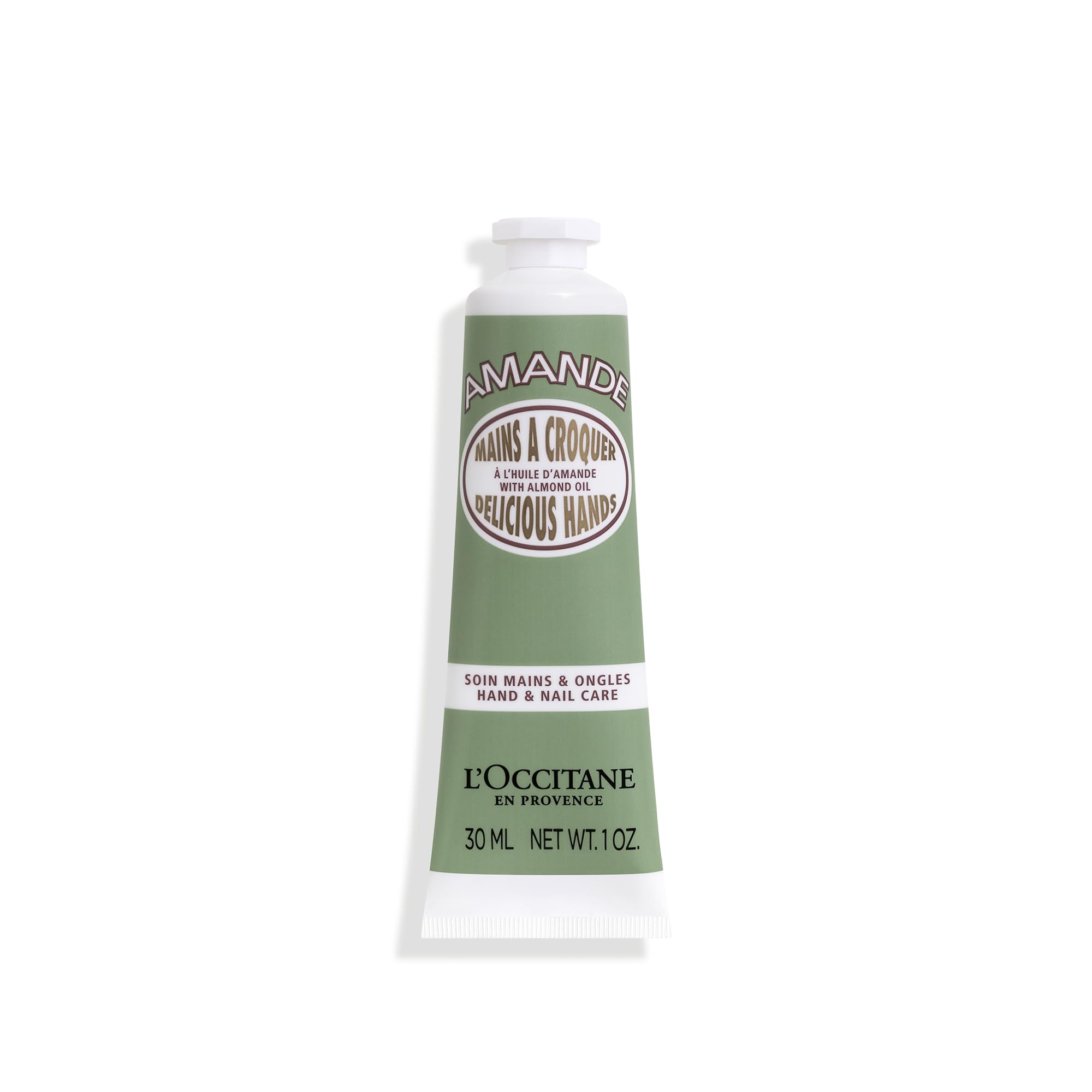 L'OCCITANE Almendra crema de manos, enfoque frontal, hidratación suave para todo el día.