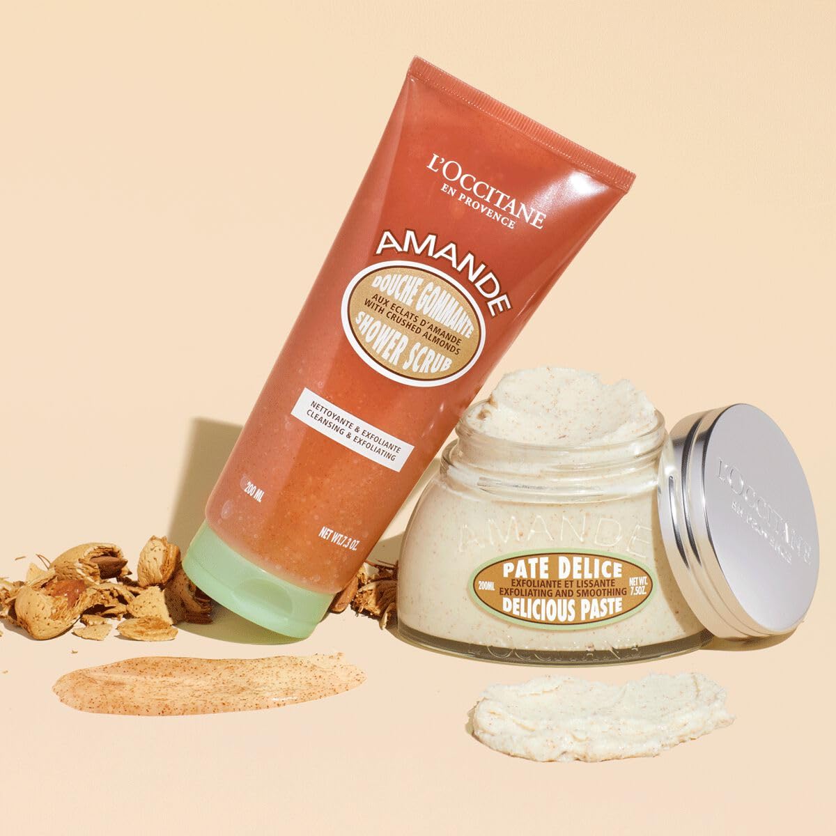 L'OCCITANE creamy exfoliant texture for soft, nourished skin.
