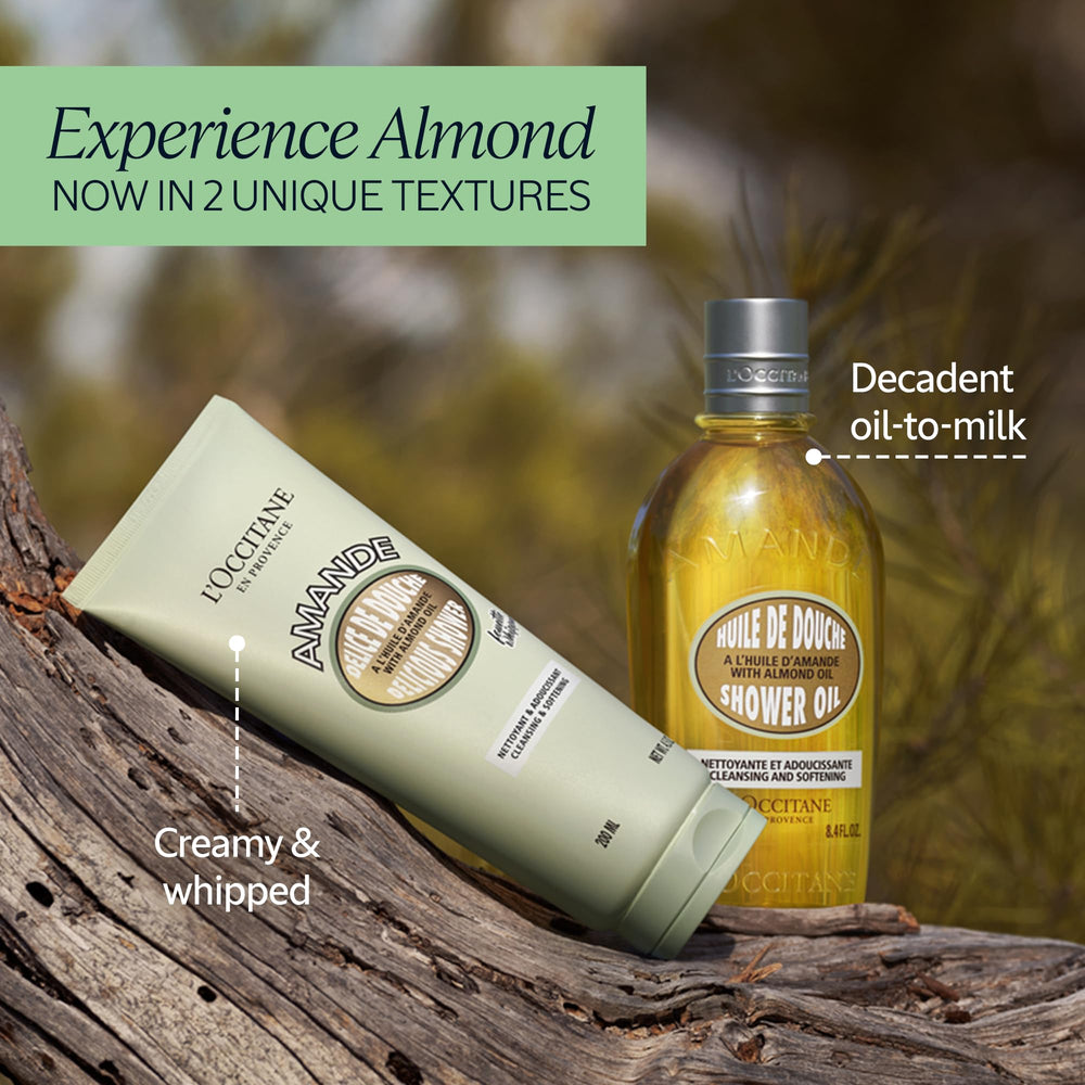 L'Occitane Almond Delicious Shower vegan formula suitable for vegan skincare routines.