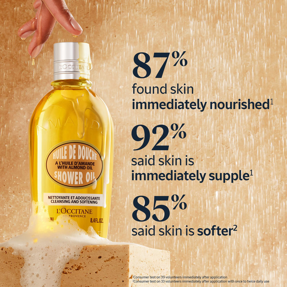 L'OCCITANE Almond Skin Oil bottle close-up for nourishing care.