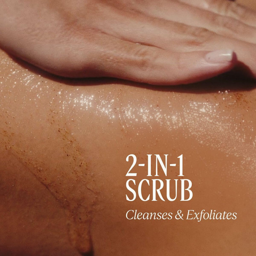 L'Occitane Almond Shower Scrub creamy foam cleanses gently.