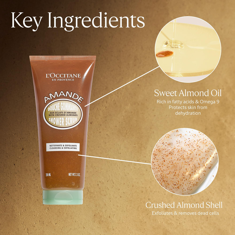 L'Occitane Almond Shower Scrub new lightweight packaging.