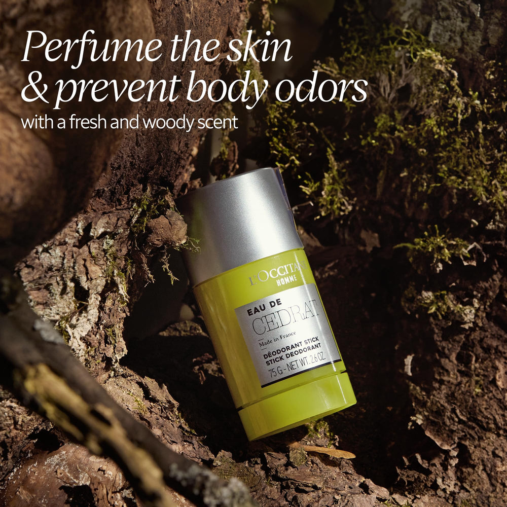 L'Occitane Eau de Cedrat stick deodorant glides on smoothly for quick daily protection.