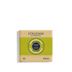 Jabón sólido L'Occitane Shea Verbena en empaque elegante; aroma cítrico suave para la piel.