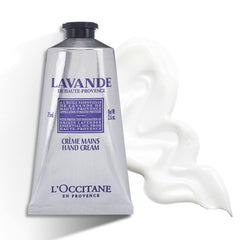 L'Occitane Lavender Hand Cream tube being squeezed for quick hydration