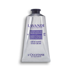 L'Occitane Lavender Hand Cream tube front with elegant packaging