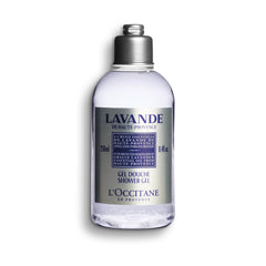 L'OCCITANE lavender shower gel bottle front view for a gentle cleanse and soothing scent.
