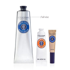 L'Occitane Nourishing Mani-Pedi Set foot cream shown, softening rough skin and moisturising feet.