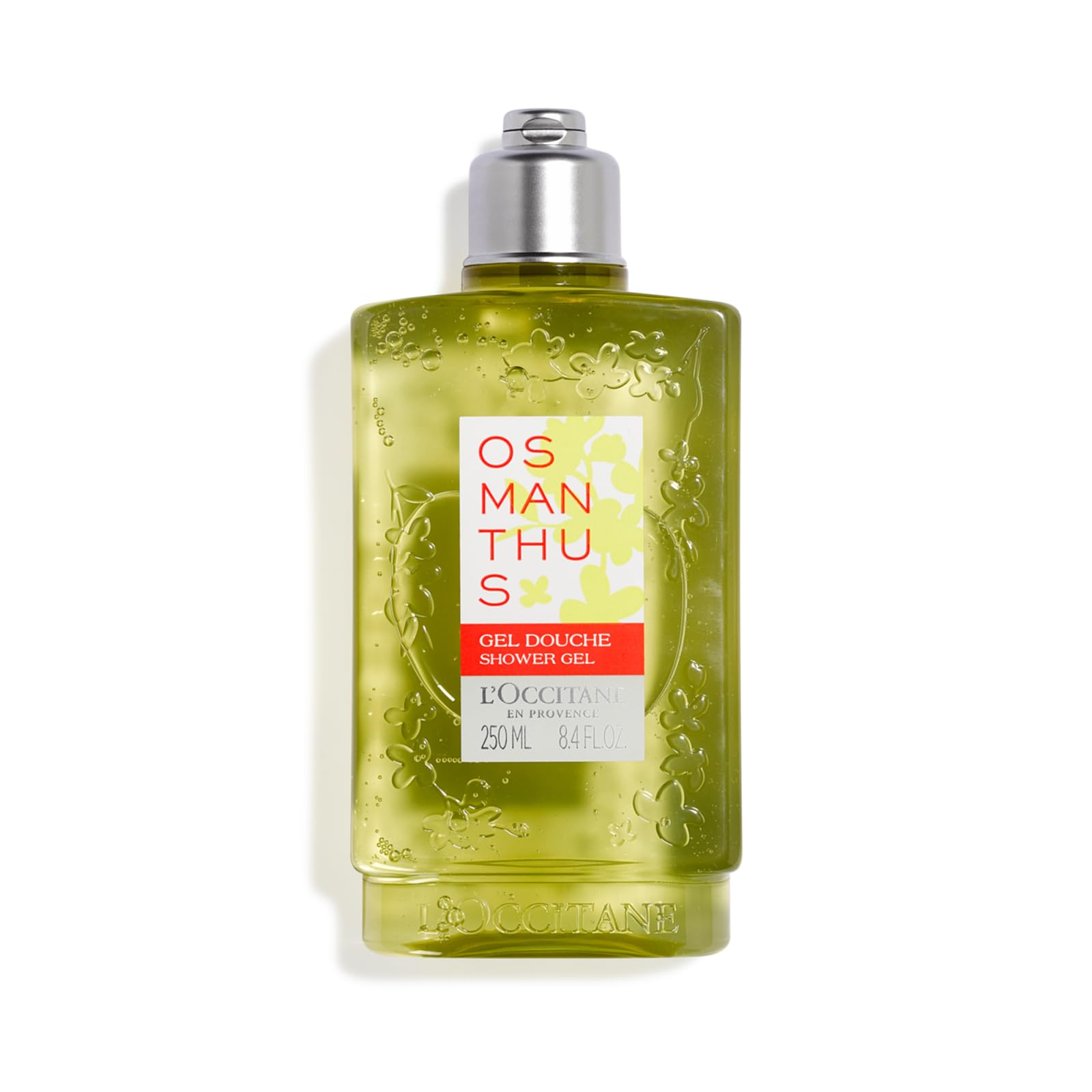 L'Occitane Osmanthus Shower Gel bottle with silky lather for a serene shower.