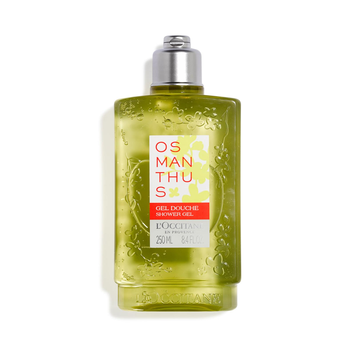 L'Occitane Osmanthus Shower Gel bottle with silky lather for a serene shower.