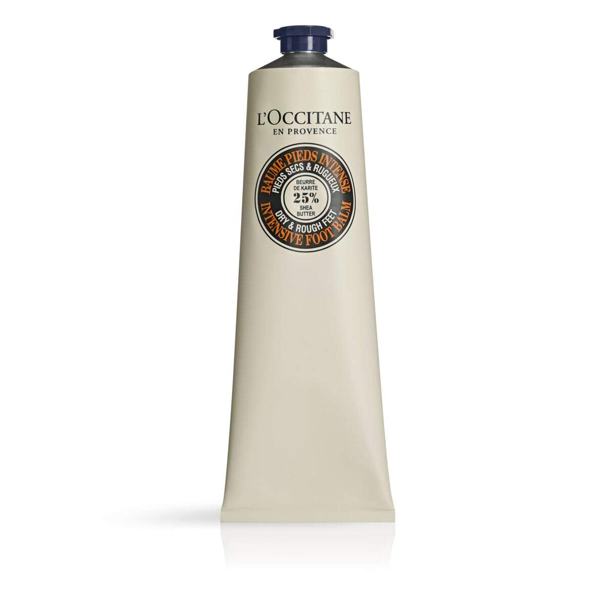L'Occitane foot balm jar shows rich texture for dry feet.