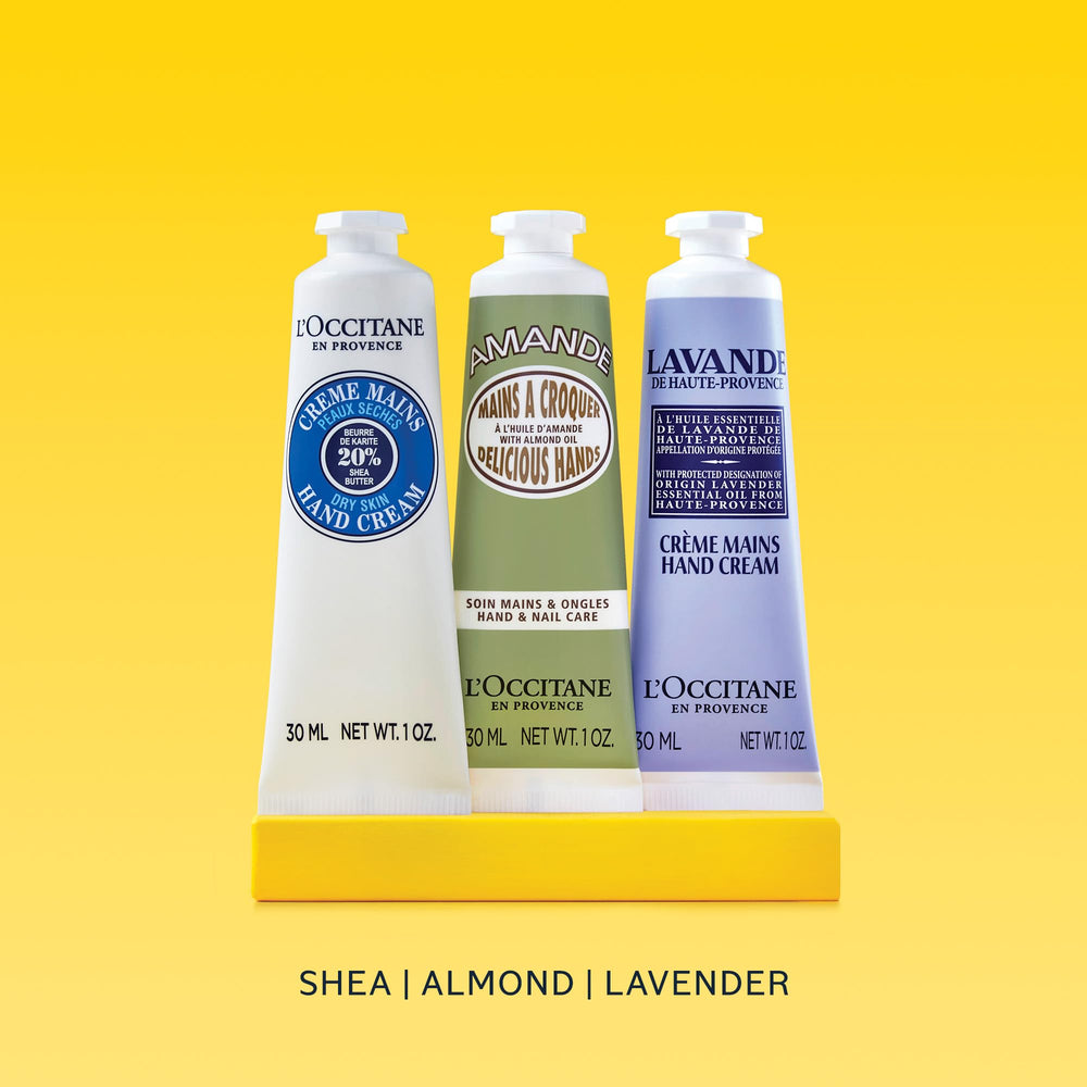 L'Occitane Shea Butter Hand Cream tube nourishes and protects rough skin.