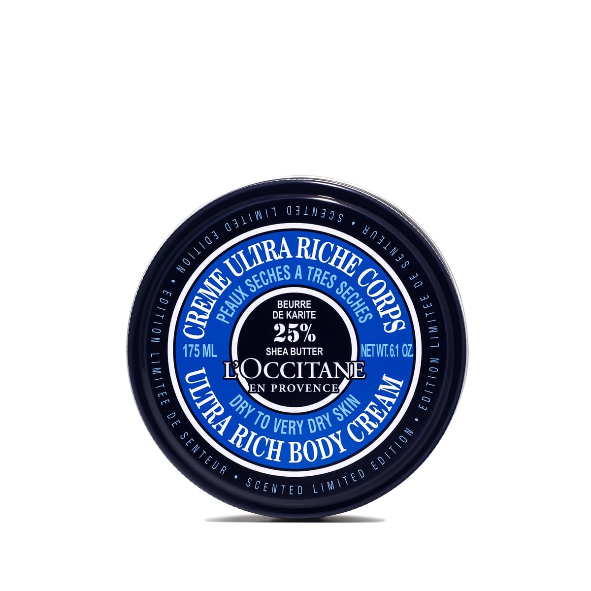 Loccitane Shea Butter Ultra Rich Body Cream jar shows its rich formula for dry skin