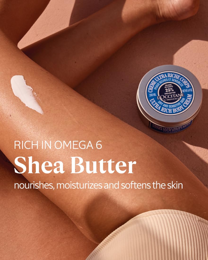 Loccitane open-jar presentation reveals creamy texture ready to apply