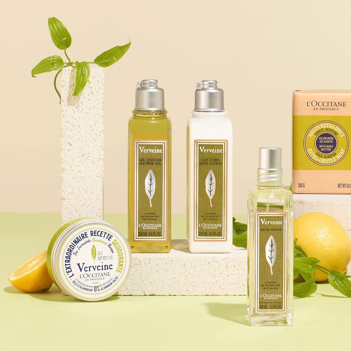 Provence verbena ingredient detail on L'Occitane Shower Gel packaging.