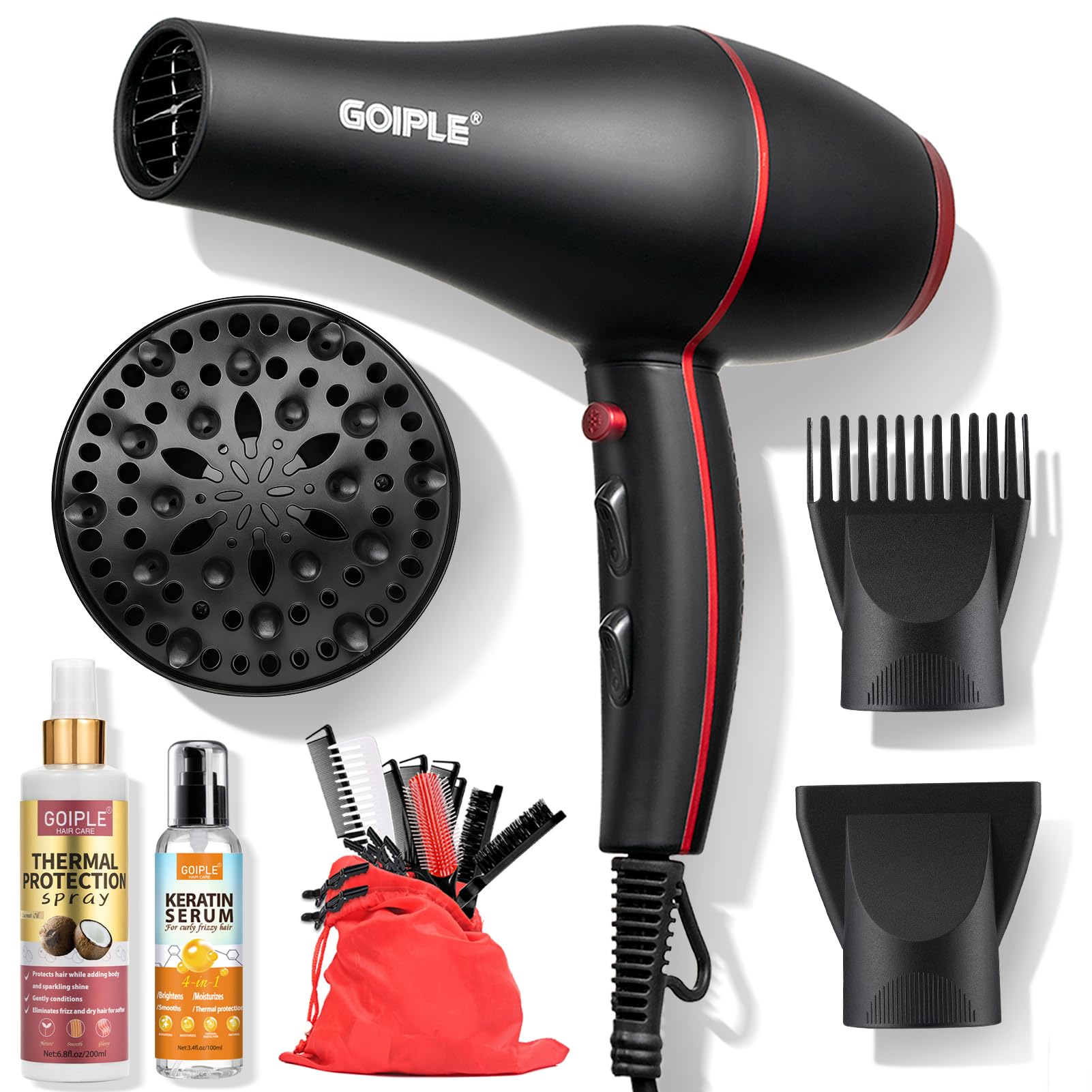 Lockmio 21Pcs professional hair dryer kit for fast, even drying.