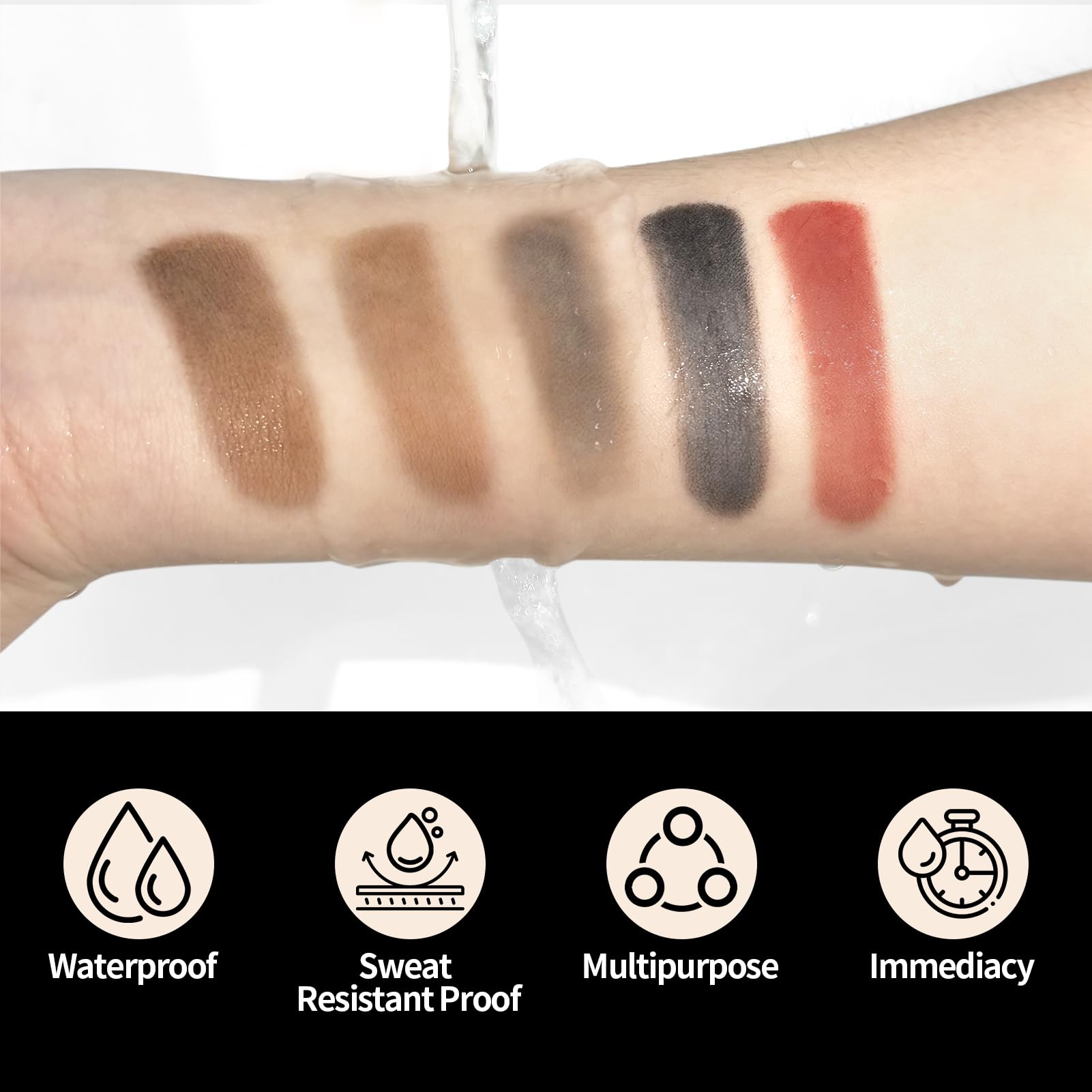 Lockmio Eyebrow line concealment swatch showing precise coverage for brows
