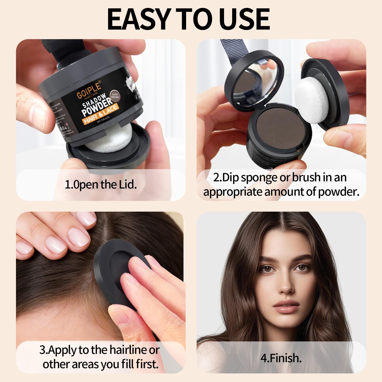 Lockmio Root Cover Up Powder beard line touch-up.