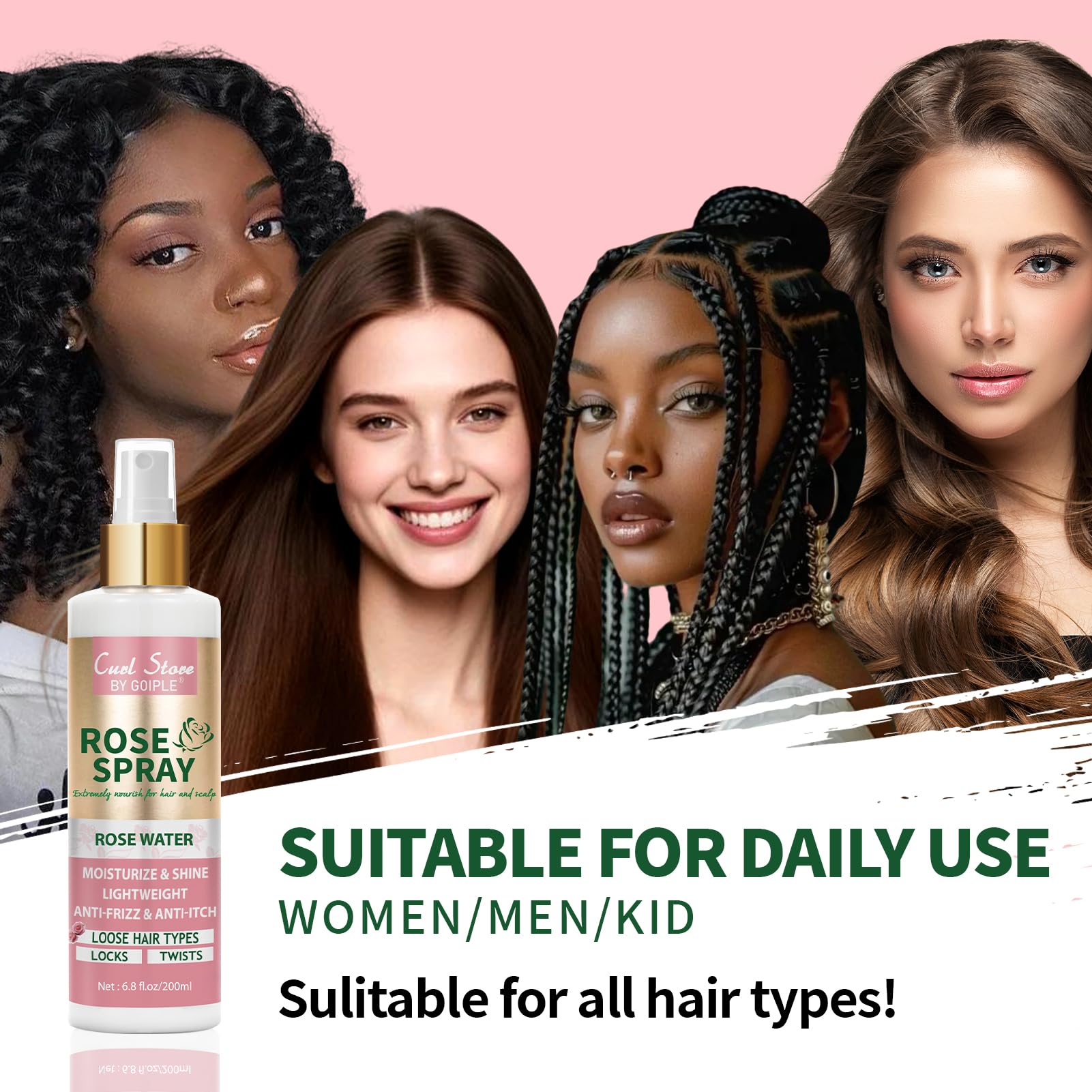 Soft sheen on hair after using Lockmio rose water spray