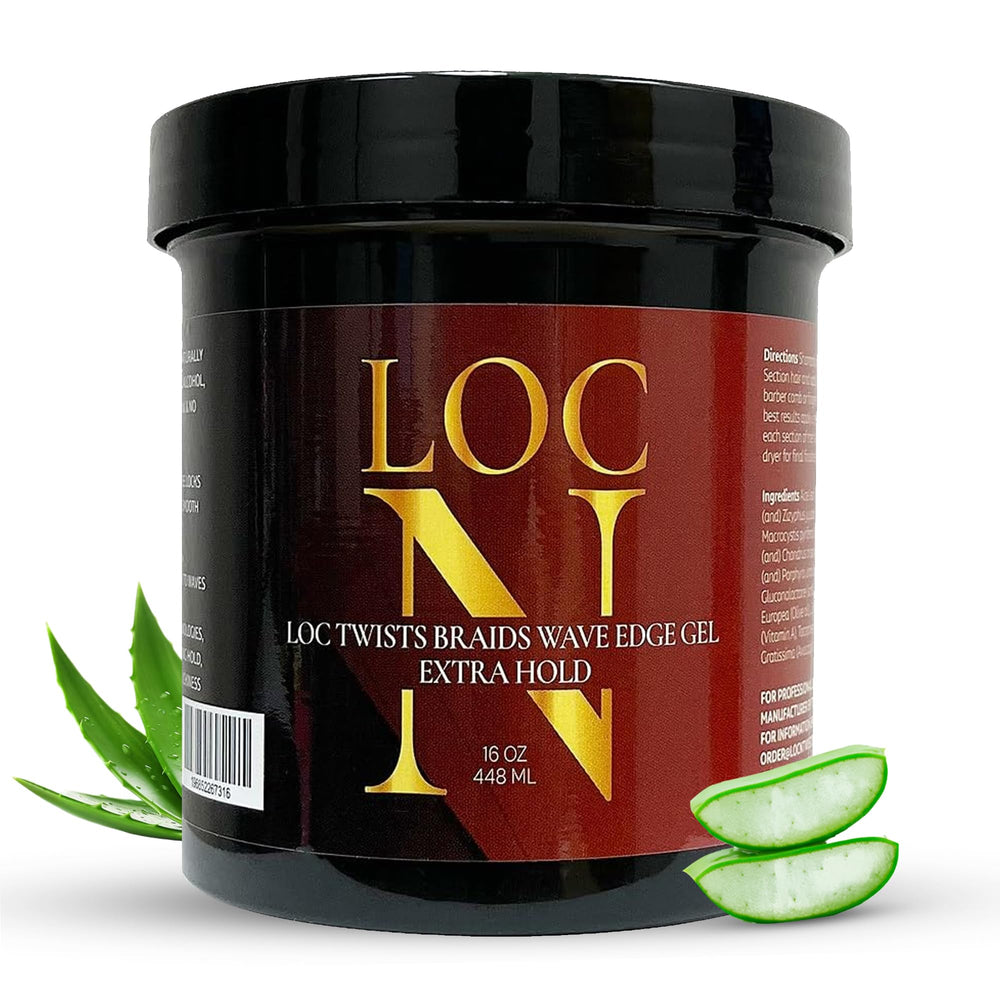 LOCN Edge Gel Extra Hold 16oz bottle for firm grip and frizz control